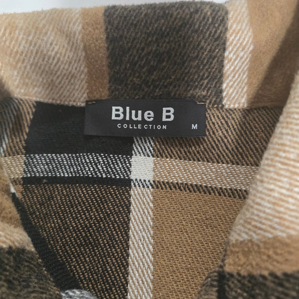 Blue B Collection Women's Beige Plaid Flannel Shacket Duster Medium - Picture 4 of 8